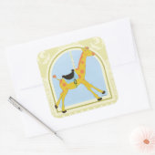CarrouselGiraffe van June Erica Vess Vierkante Sticker (Envelop)