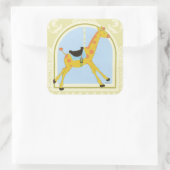 CarrouselGiraffe van June Erica Vess Vierkante Sticker (Tas)