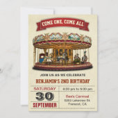  Carrouselkinderen Birthday Party Invitation Kaart (Voorkant)