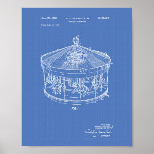 Carrouselmechanisme 1965 Patent Art Blueprint Poster