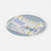 Carrouselpaard (blauw) Birthday  Papieren Bordje (Gekanteld)
