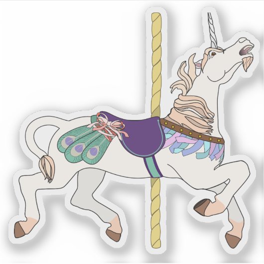 Carrouselpaard Eenhoorn Sticker (Voorkant)