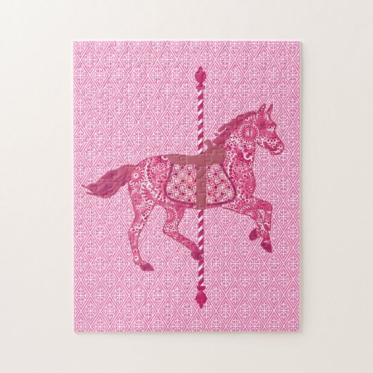 Carrouselpaard, Fuchsia en Light Pink Legpuzzel (Verticaal)