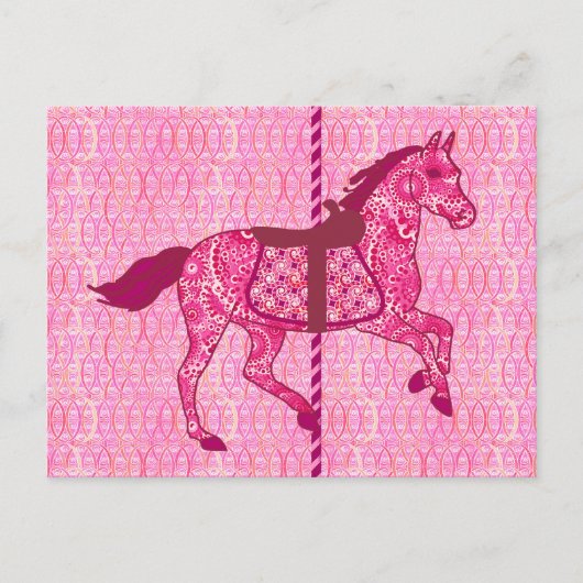 Carrouselpaard - Fuchsia Pink Briefkaart (Voorkant)