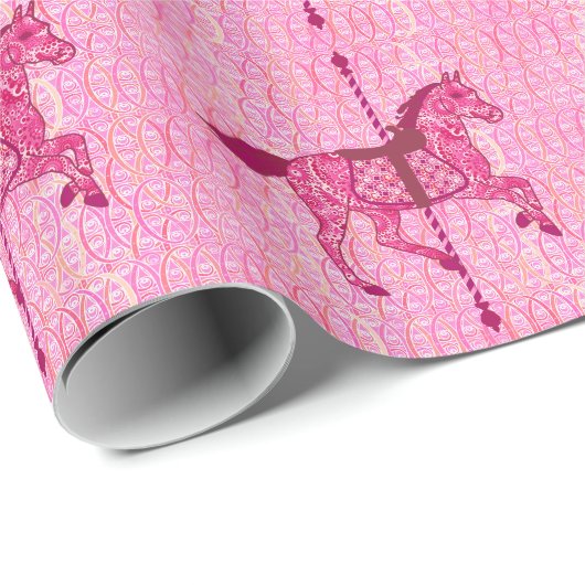 Carrouselpaard - Fuchsia Pink Cadeaupapier (Rol Hoek)