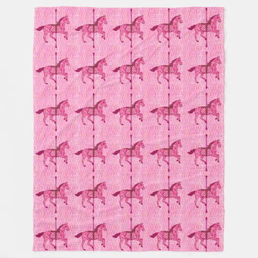 Carrouselpaard - Fuchsia Pink Fleece Deken (Voorkant)