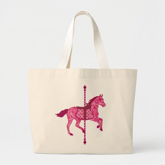 Carrouselpaard - Fuchsia Pink Grote Tote Bag (Voorkant)