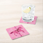 Carrouselpaard - Fuchsia Pink Kartonnen Onderzetters (Insitu)