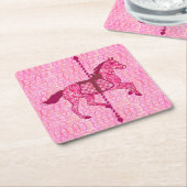 Carrouselpaard - Fuchsia Pink Kartonnen Onderzetters (Schuin)