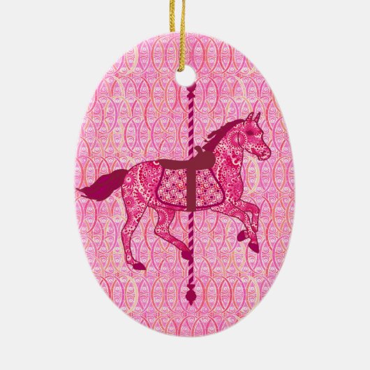 Carrouselpaard - Fuchsia Pink Keramisch Ornament (Achterkant)