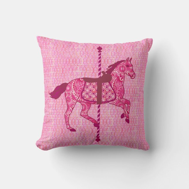Carrouselpaard - Fuchsia Pink Kussen (Voorkant)