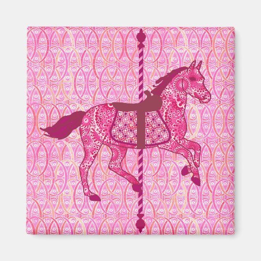 Carrouselpaard - Fuchsia Pink Magneet (Voorkant)
