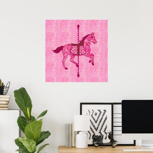 Carrouselpaard - Fuchsia Pink Poster (Thuiskantoor)