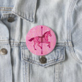 Carrouselpaard - Fuchsia Pink Ronde Button 7,6 Cm (In situ)