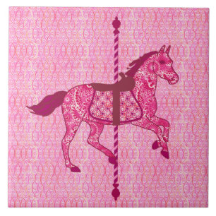 Carrouselpaard - Fuchsia Pink Tegeltje