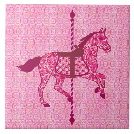 Carrouselpaard - Fuchsia Pink Tegeltje (Voorkant)