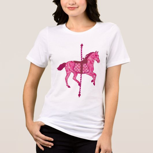 Carrouselpaard - Fuchsia Pink Tri-Blend Shirt (Voorkant)