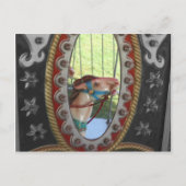 Carrouselpaard in Mirror Black White Briefkaart (Voorkant)