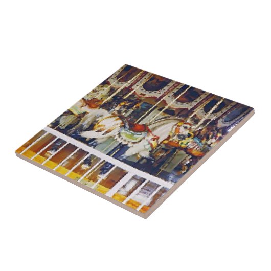 Carrouselpaard in olie tegeltje (Zijkant)