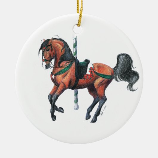 carrouselpaard keramisch ornament (Voorkant)