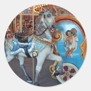 Carrouselpaard met Cherub! Ronde Sticker