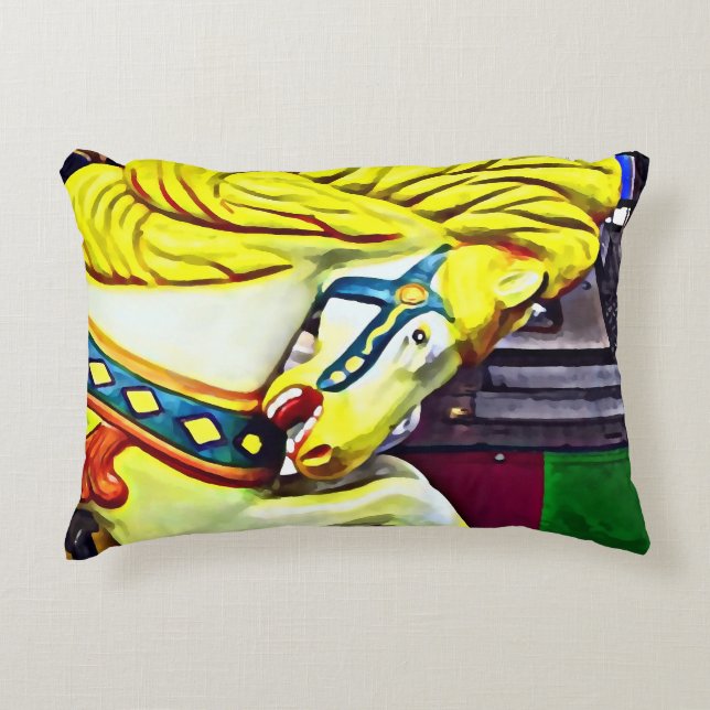 Carrouselpaard met gele manen accent kussen (Voorkant)