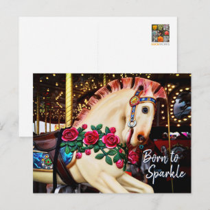 Carrouselpaard met Rozen Foto Briefkaart