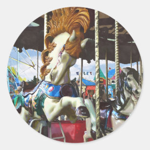 Carrouselpaard met stromende mane ronde sticker
