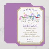 Carrouselpaard Paarse Baby shower Kaart (Voorkant / Achterkant)
