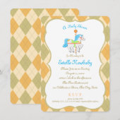 Carrouselpaard Sinaasappel genderneutraal Baby sho Kaart (Voorkant / Achterkant)