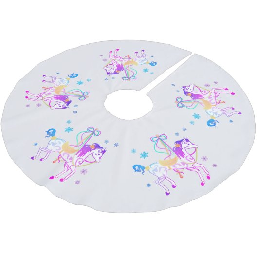 Carrouselpaard (sneeuwvlokken) kerstboomrok kerstboom rok (Gekanteld)