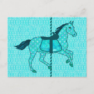 Carrouselpaard - Turquoise en Aqua Briefkaart