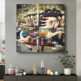 Carrouselpaard Vind je wild gestresste type Canvas Afdruk