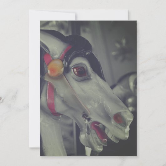 Carrouselpaard Zwart En Wit Feest Kaart (Achterkant)