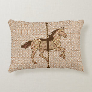 Carrouselpaarden - Chocolate Brown en Tan Accent Kussen