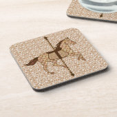 Carrouselpaarden - Chocolate Brown en Tan Bier Onderzetter (Linkerzijde)