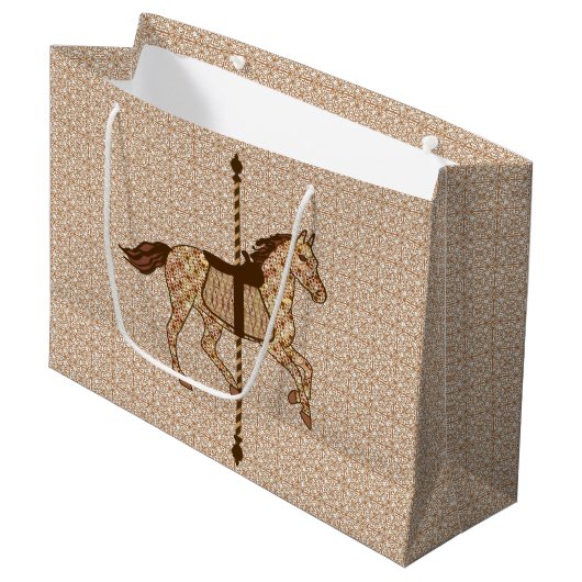 Carrouselpaarden - Chocolate Brown en Tan Groot Cadeauzakje (Voorkant Gekanteld)