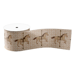 Carrouselpaarden - Chocolate Brown en Tan Grosgrain Lint