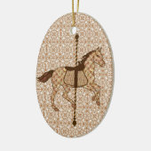 Carrouselpaarden - Chocolate Brown en Tan Keramisch Ornament (Links)