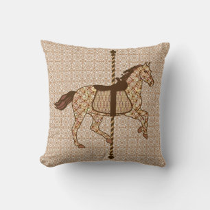 Carrouselpaarden - Chocolate Brown en Tan Kussen