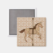 Carrouselpaarden - Chocolate Brown en Tan Magneet (Voorkant / Achterkant)