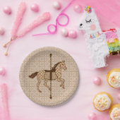 Carrouselpaarden - Chocolate Brown en Tan Papieren Bordje (Feest)