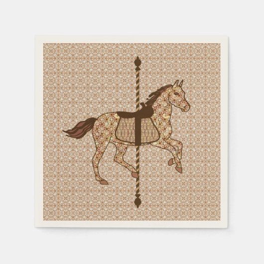 Carrouselpaarden - Chocolate Brown en Tan Servetten (Voorkant)
