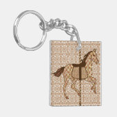 Carrouselpaarden - Chocolate Brown en Tan Sleutelhanger (Voorkant Links)