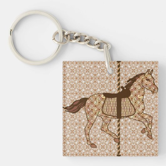Carrouselpaarden - Chocolate Brown en Tan Sleutelhanger (Voorkant)