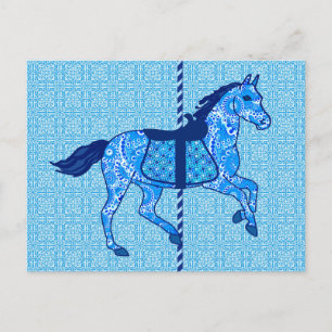 Carrouselpaarden - Cobalt en Sky Blue Briefkaart