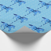Carrouselpaarden - Cobalt en Sky Blue Cadeaupapier (Hoek)
