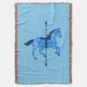 Carrouselpaarden - Cobalt en Sky Blue Deken