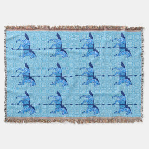 Carrouselpaarden - Cobalt en Sky Blue Deken