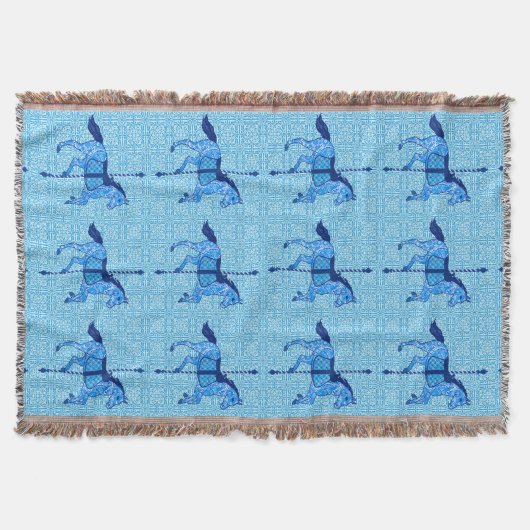 Carrouselpaarden - Cobalt en Sky Blue Deken (Voorkant)